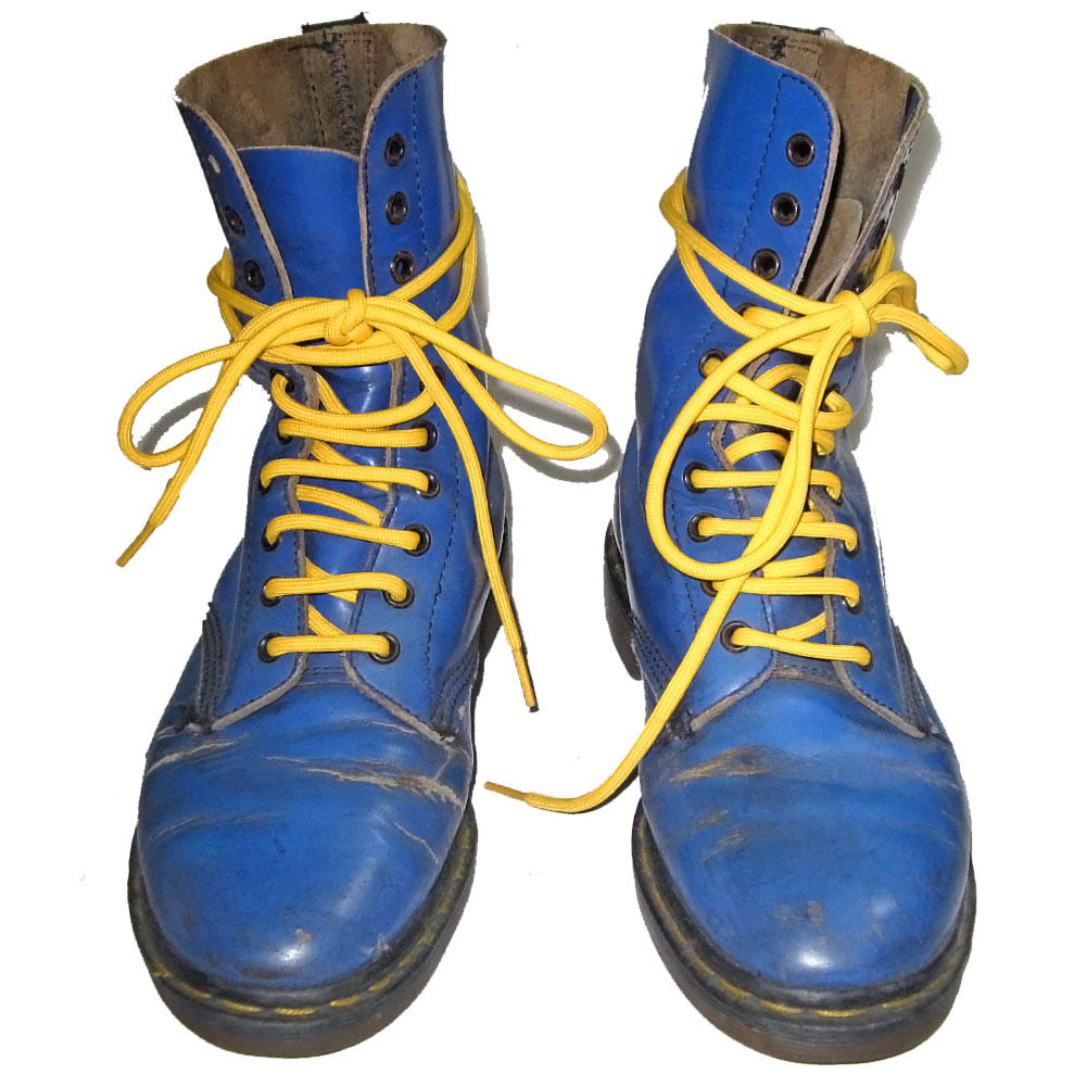 英国製 ドクターマーチン 10EYE BOOTS BLUE 10ホール ブーツ ブルー（青）×紐イエロー（黄色）  IST-romantist