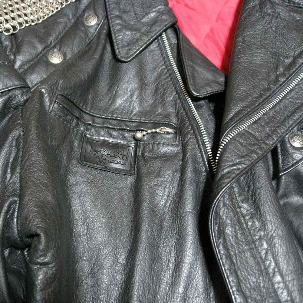 JOHNSONS LA ROCKA! VINTAGE Chainmail Leather biker jacket ラロッカ 