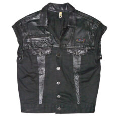 希少■LA ROCKA ラロッカ 本革 牛革 レザー プルオーバー ブラック JOHNSONS LA ROCKA! VINTAGE Waistcoat Leather & Cotton